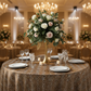 Satin 120" Round Tablecloth - Leopard Design in Indoor Reception.