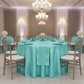 Satin 120" Round Tablecloth - Light Turquoise.