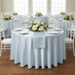 Satin 132" Round Tablecloth - Dusty Blue.
