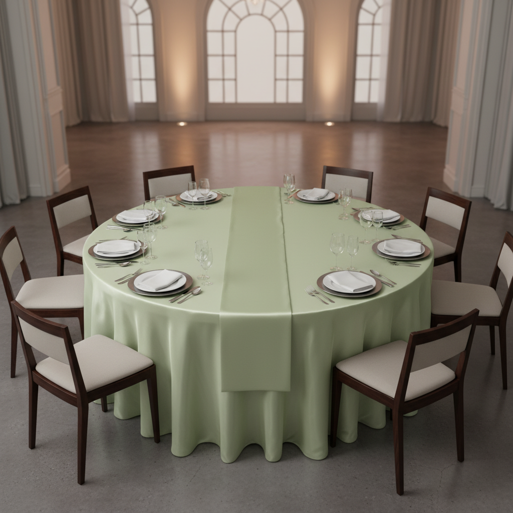 Satin 132" Round Tablecloth - Sage Green