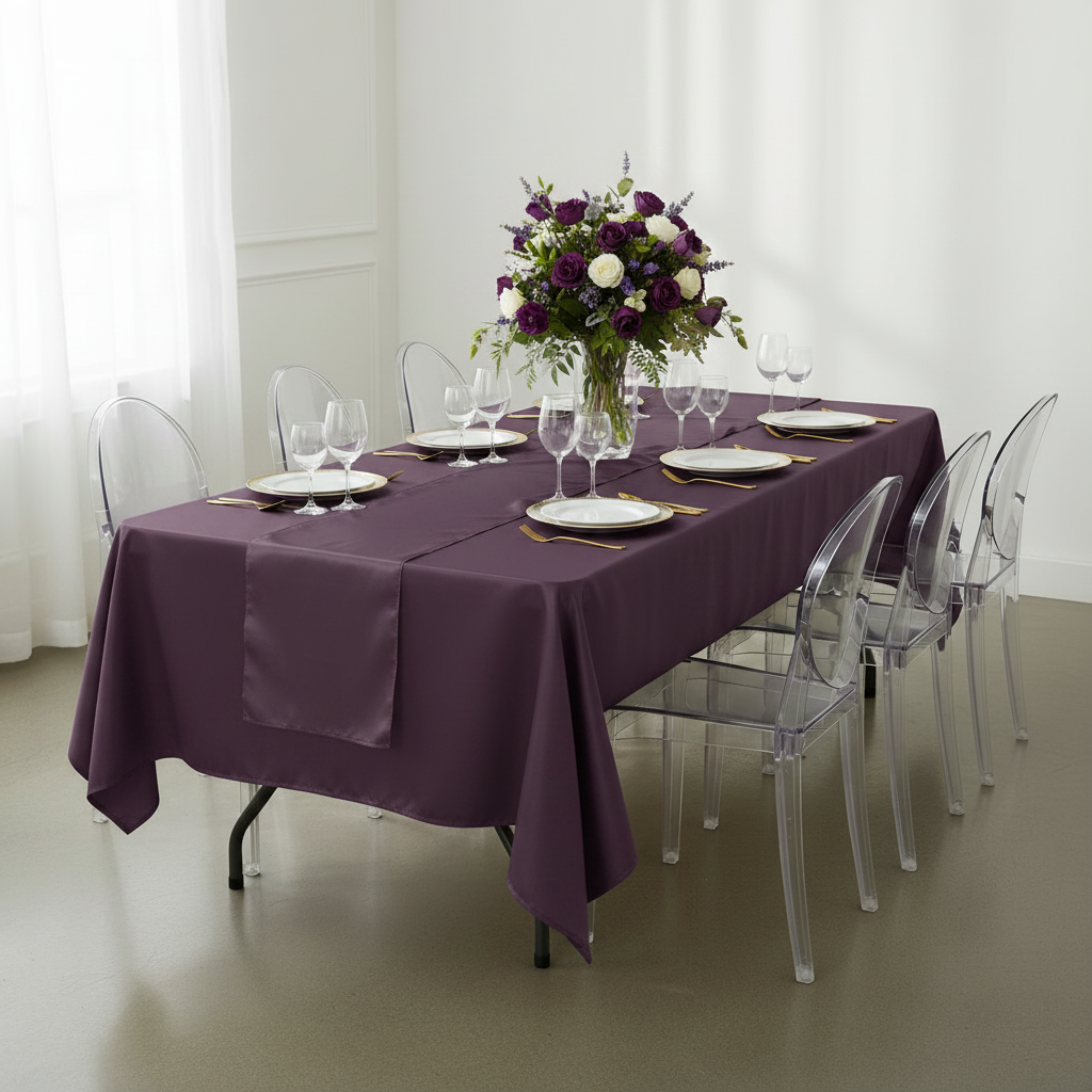 Satin Rectangular 60"x120" Tablecloth - Eggplant/Plum