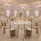 Satin Napkin 20"x20" - Ivory with Chiavari Gold Chairs.