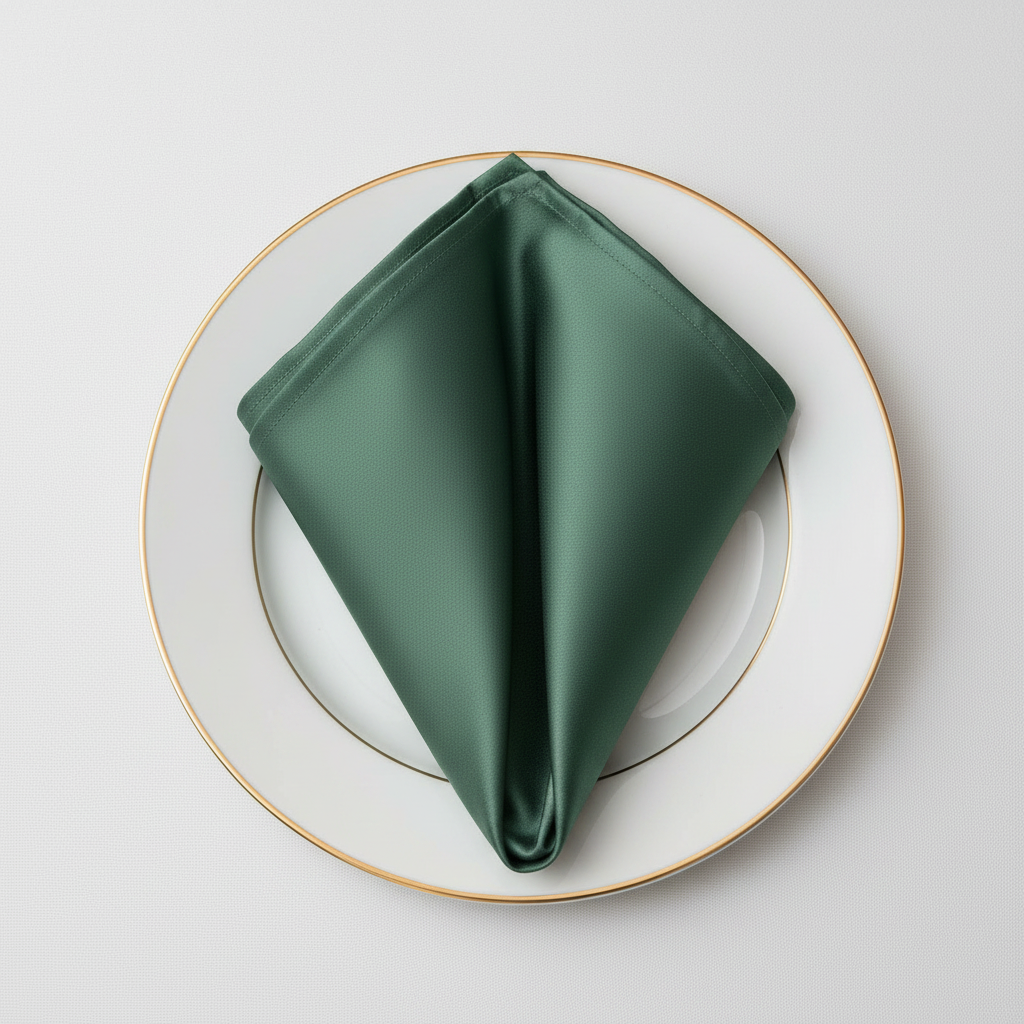 Satin Napkin Eucalyptus Top-Down on Plate