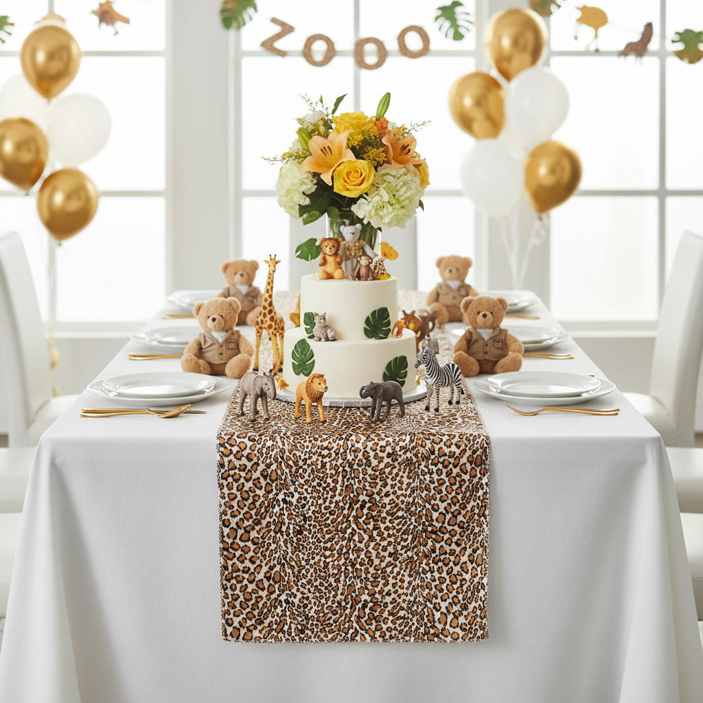 Satin Table Runner - Leopard.