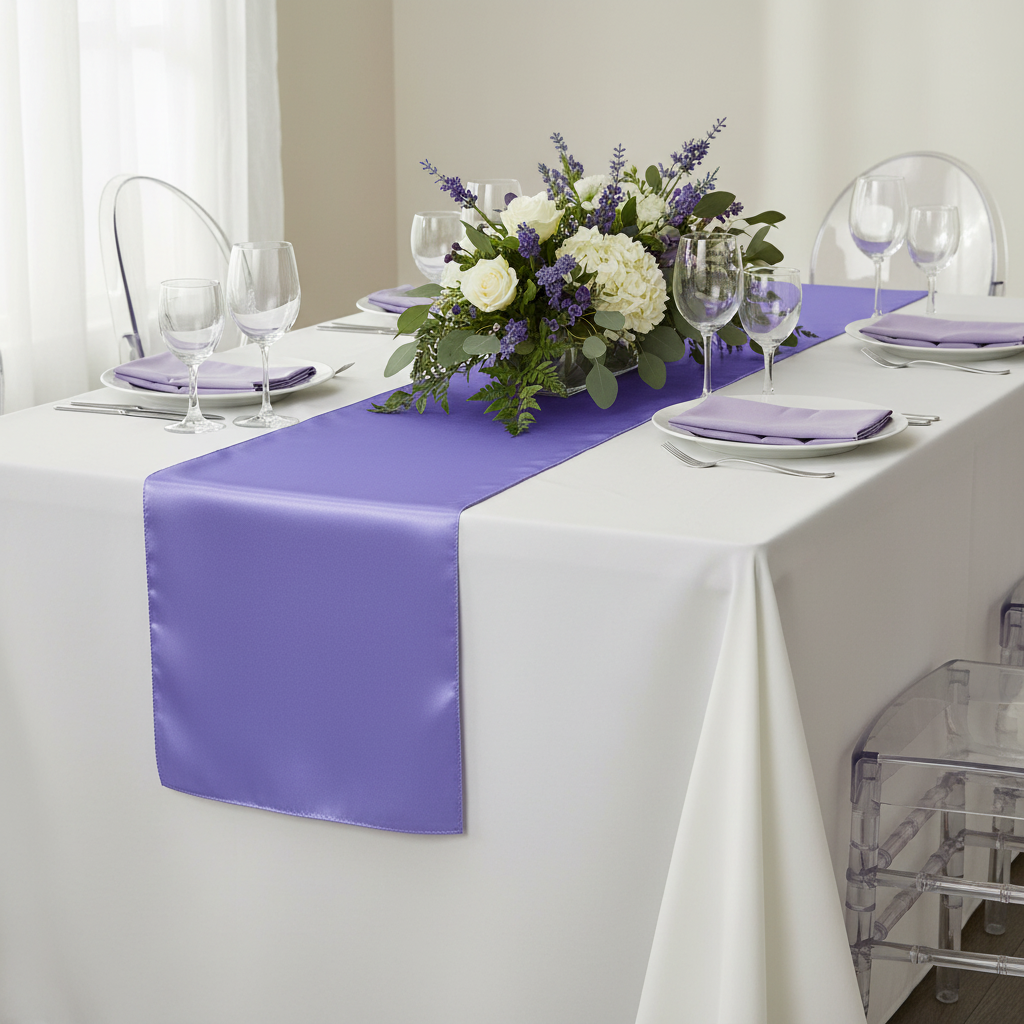 Satin Table Runner - Purple.