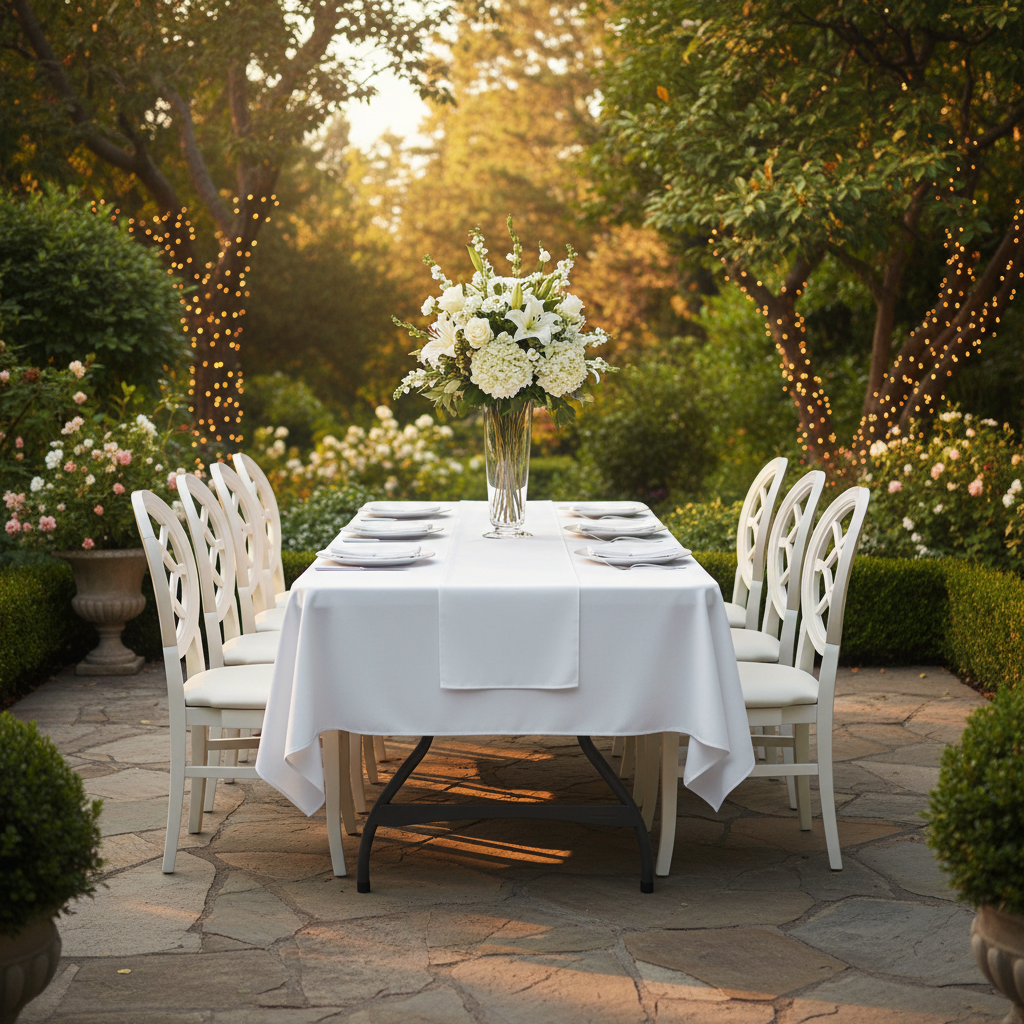 Scuba 60"x120" Rectangular Tablecloth - White.