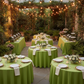 Semi-Outdoor Covered Patio Apple Green Premium Polyester 132" Round Tablecloth 