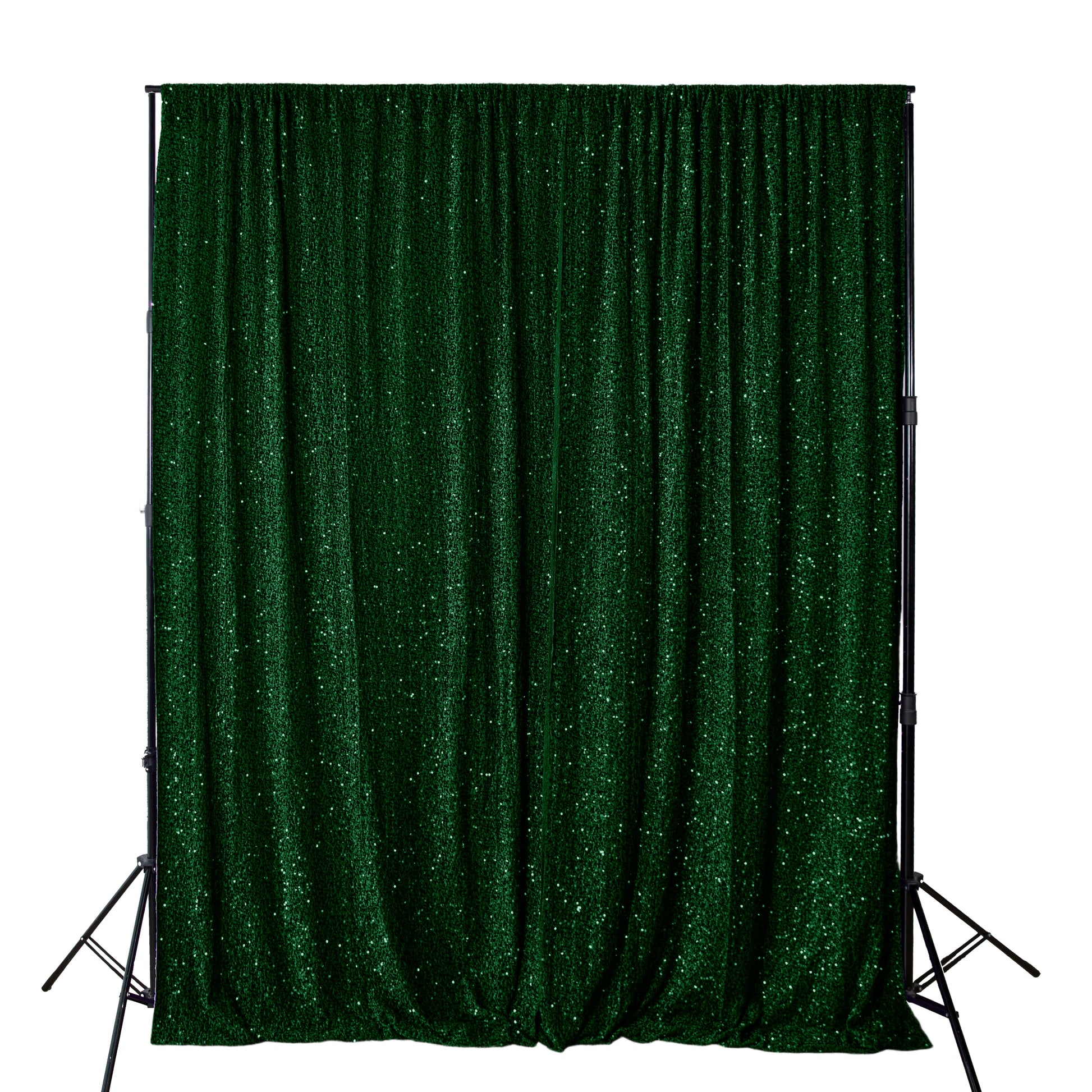 Sequin Velvet 10ft H x 52" W Drape/Backdrop Curtain Panel - Emerald Green - CV Linens