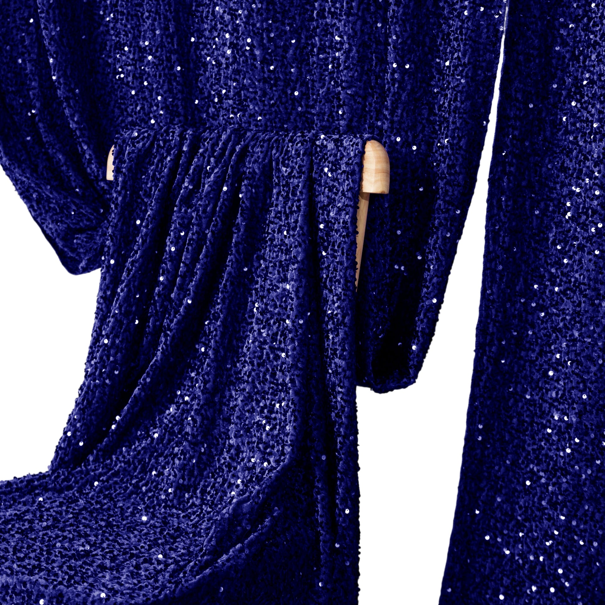 Sequin Velvet 10ft H x 52" W Drape/Backdrop Curtain Panel - Navy Blue - CV Linens