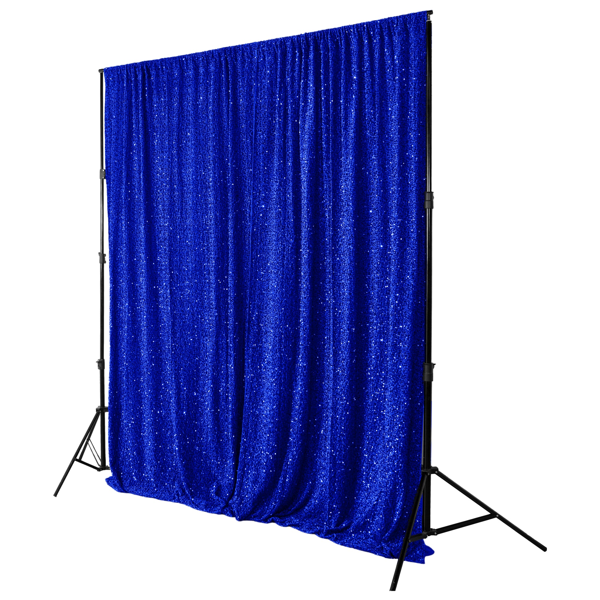 Sequin Velvet 10ft H x 52" W Drape/Backdrop Curtain Panel - Royal Blue - CV Linens