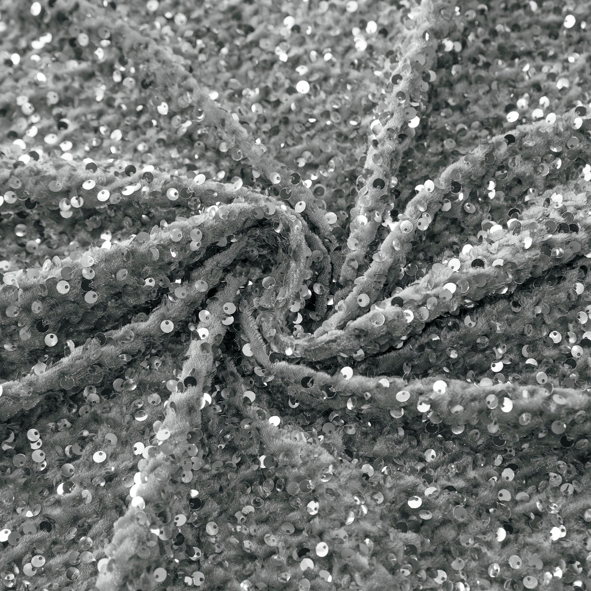 Sequin Velvet Drape Silver Fabric