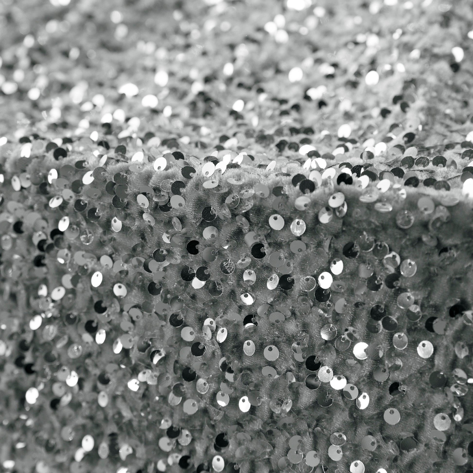 Sequin Velvet Drape Silver Close Up