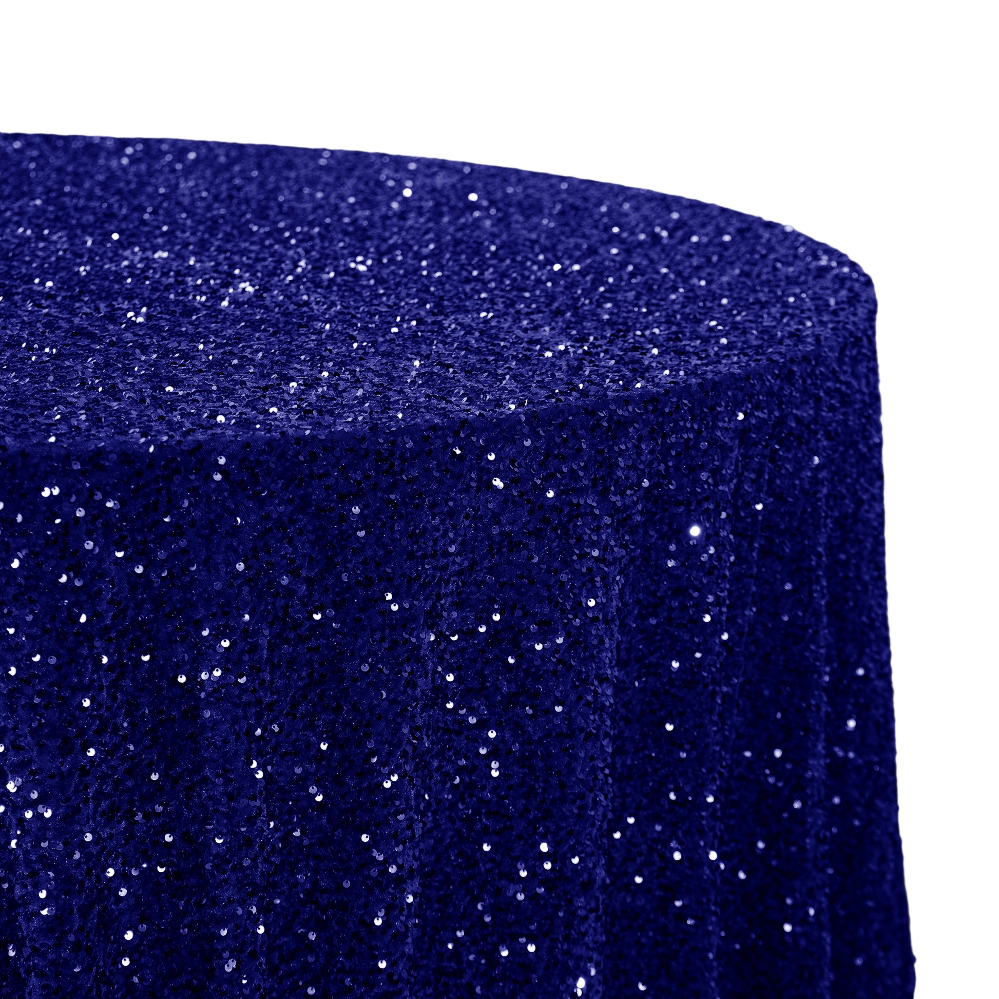 Sequin Velvet 120" Round Tablecloth - Navy Blue - CV Linens