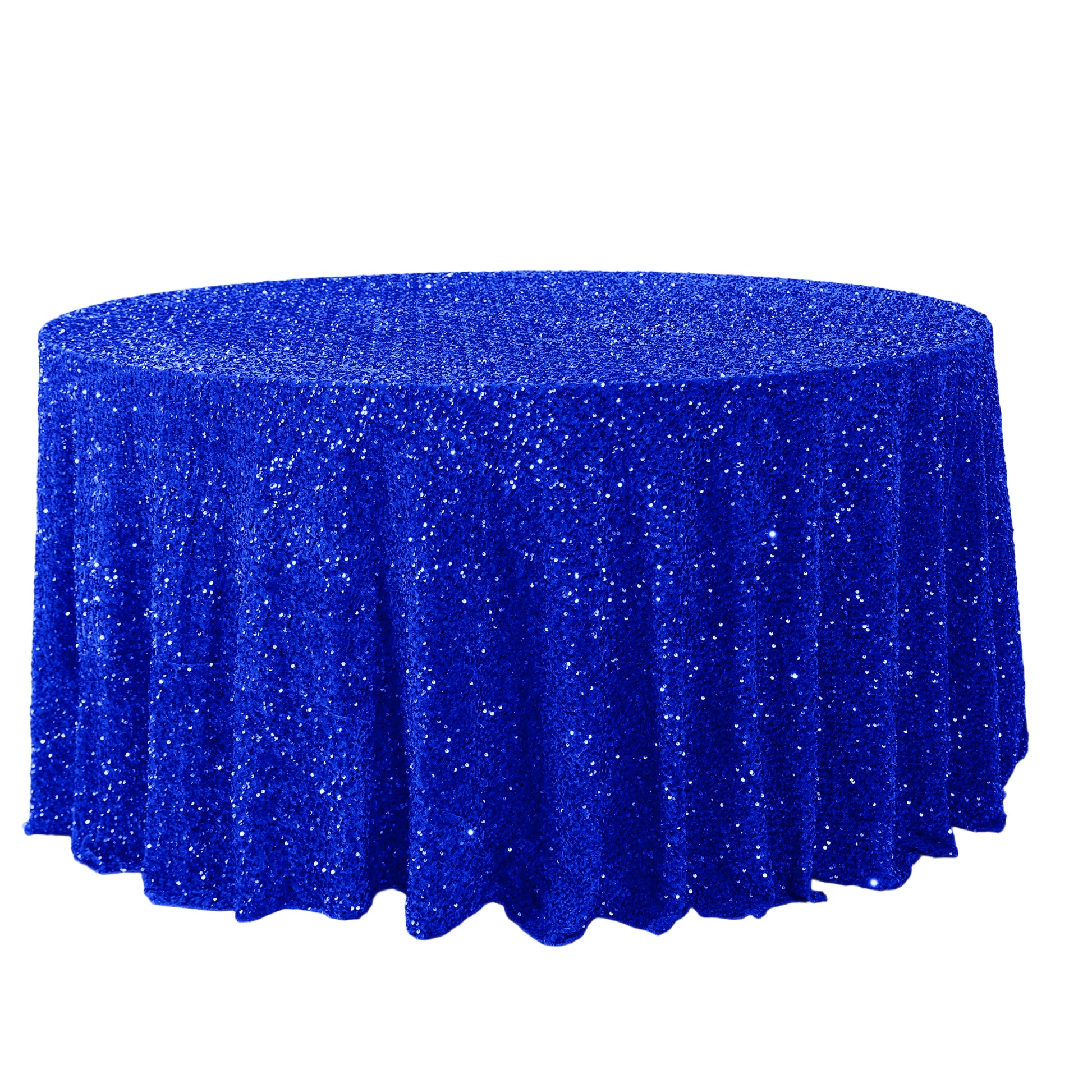 Sequin Velvet 120" Round Tablecloth - Royal Blue - CV Linens