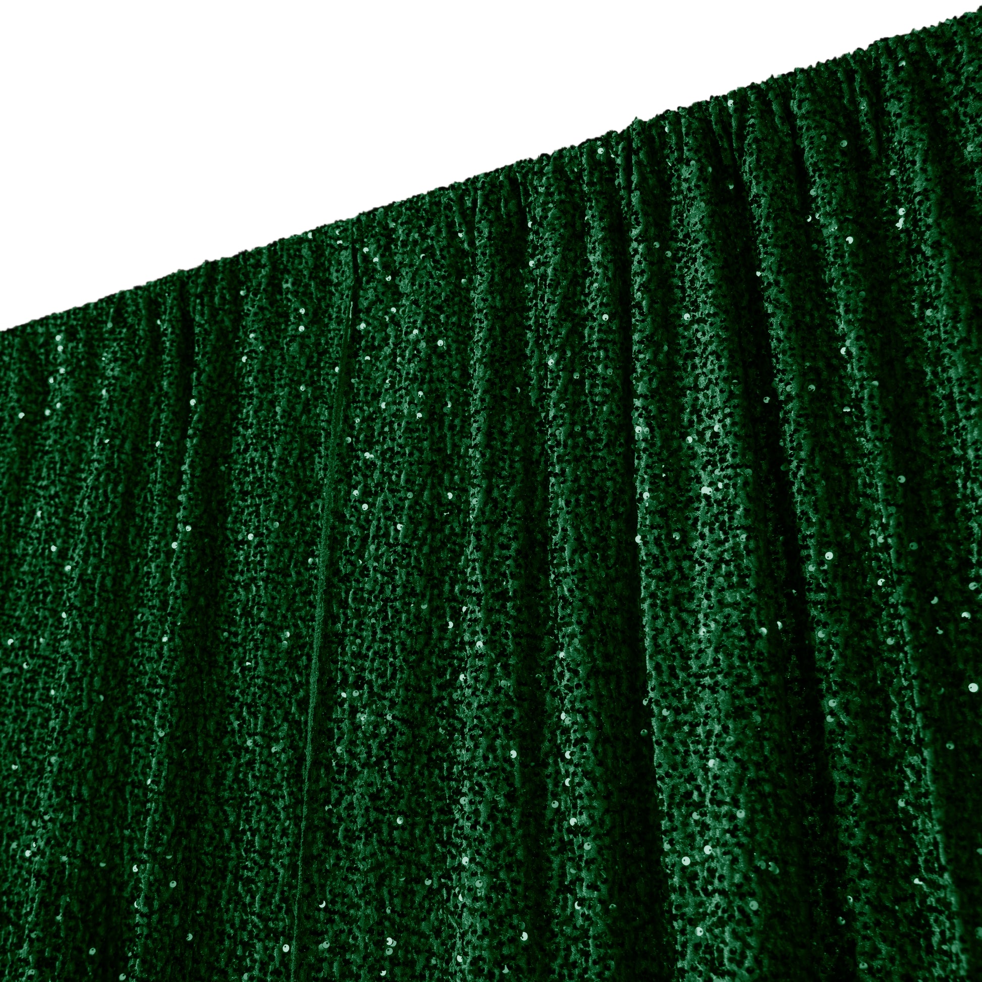 Sequin Velvet 12ft H x 52" W Drape/Backdrop Curtain Panel - Emerald Green - CV Linens