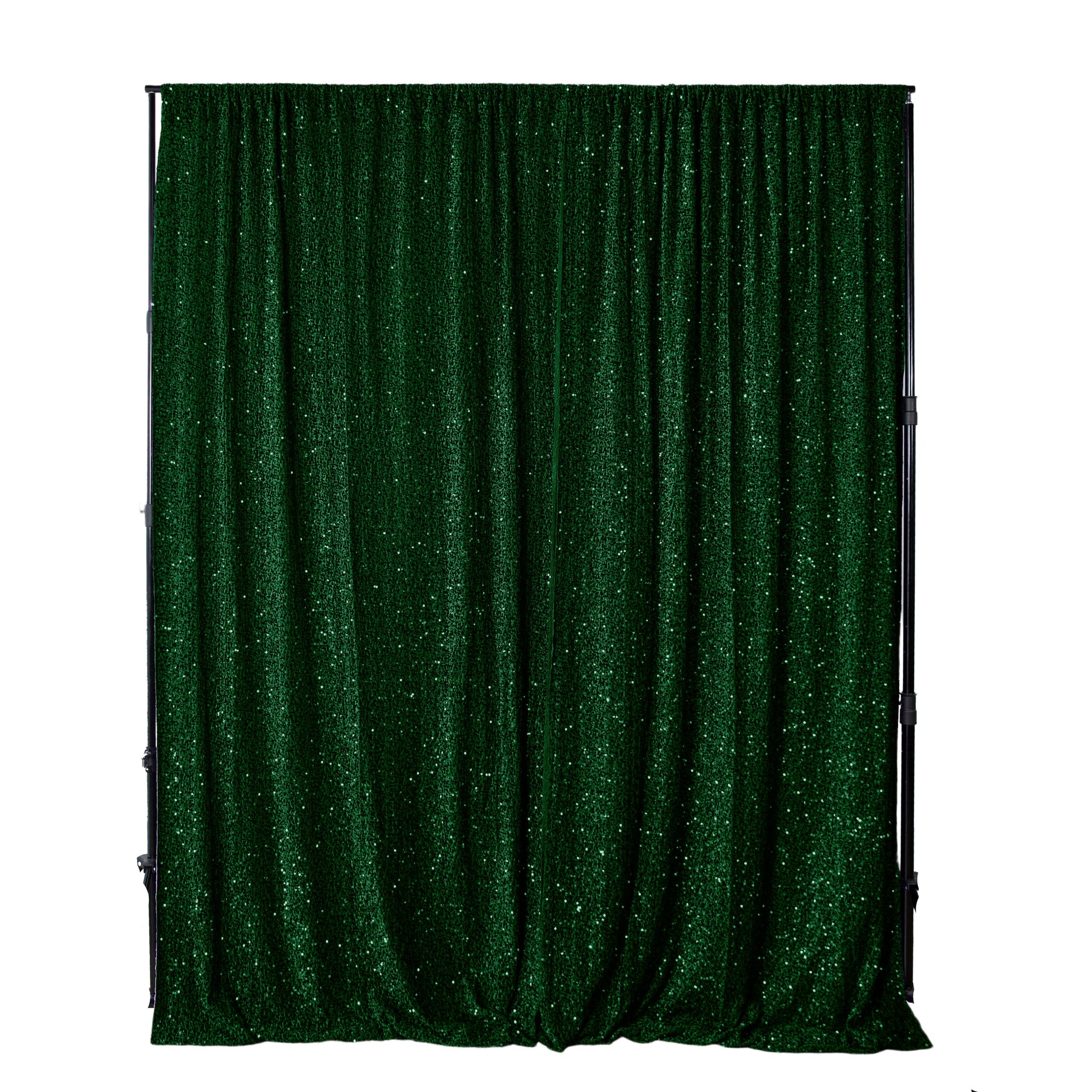 Sequin Velvet 12ft H x 52" W Drape/Backdrop Curtain Panel - Emerald Green - CV Linens