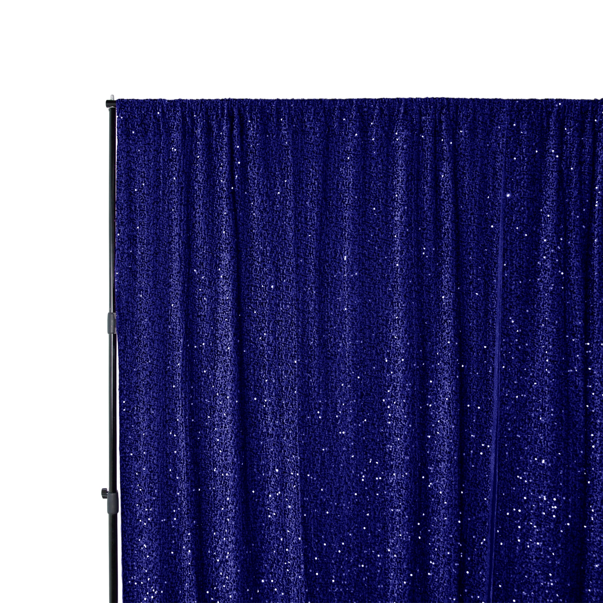 Sequin Velvet 12ft H x 52" W Drape/Backdrop Curtain Panel - Navy Blue - CV Linens