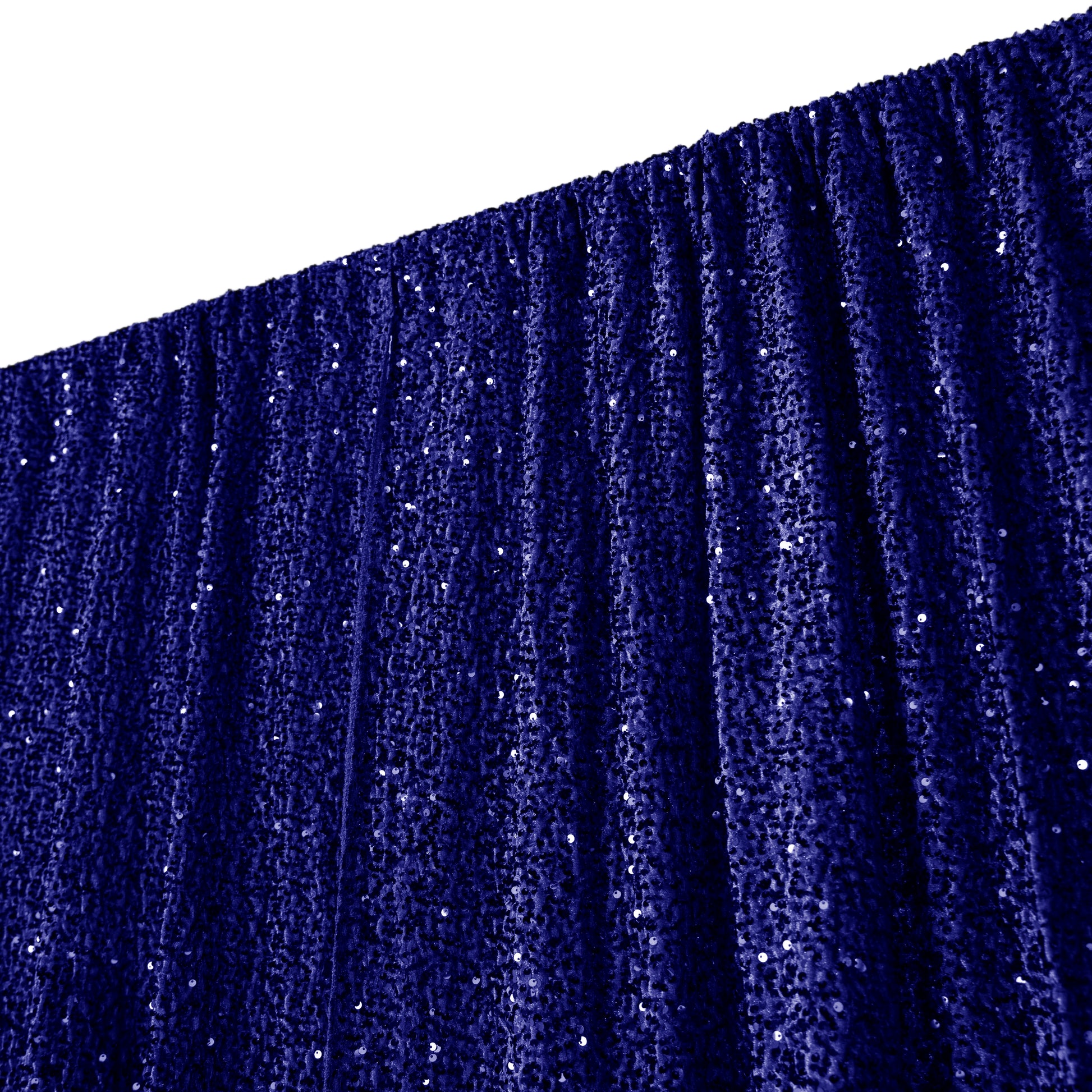 Sequin Velvet 12ft H x 52" W Drape/Backdrop Curtain Panel - Navy Blue - CV Linens