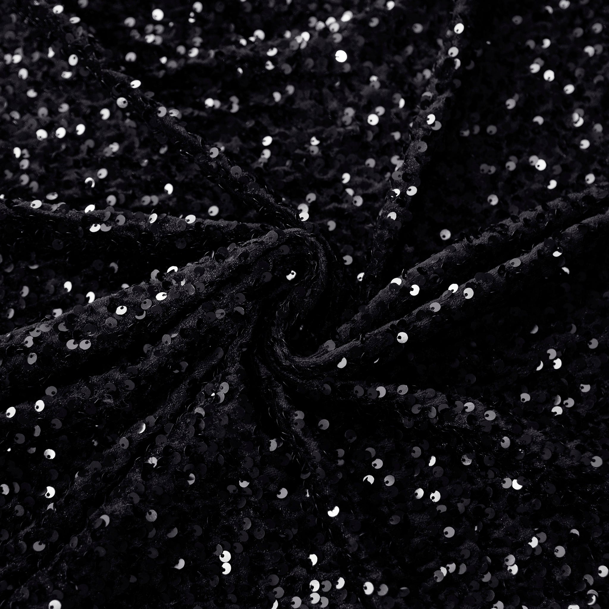 Sequin Velvet Drape Black Fabric