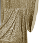 Sequin Velvet Drape Champagne draped over a chair