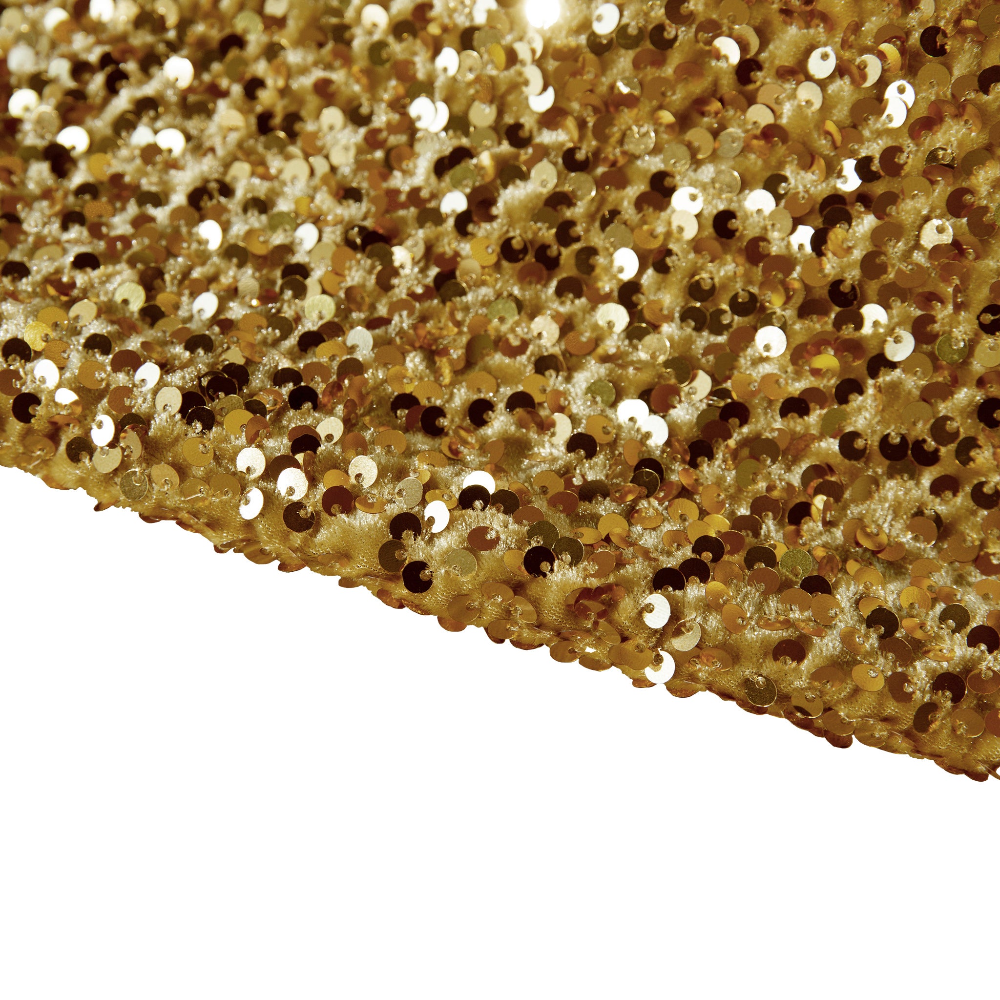 Sequin Velvet Drape Gold Top of Drape Sideview