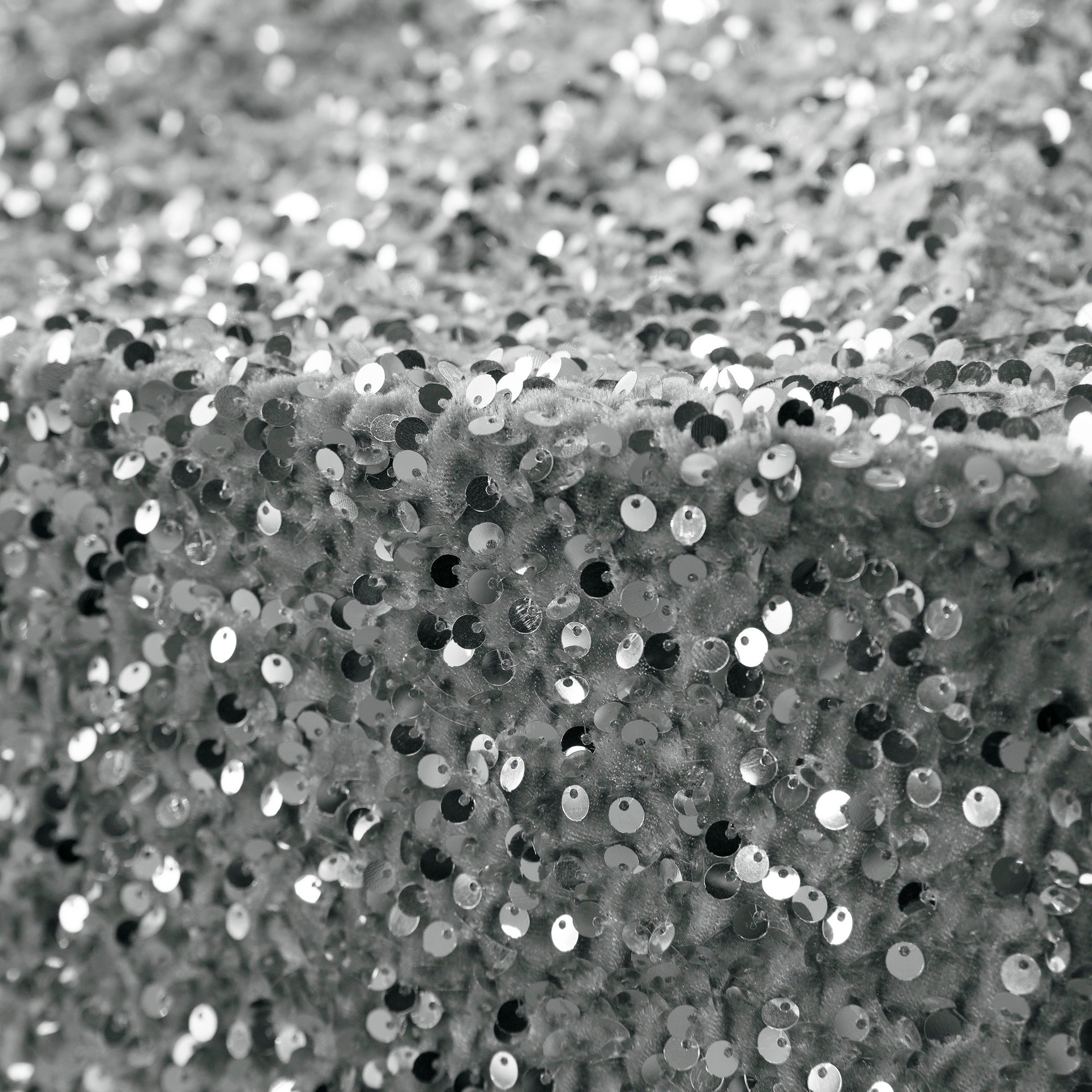 Sequin Velvet Drape Silver Close Up