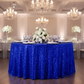 Sequin Velvet 132" Round Tablecloth - Bright Royal Blue Full Table View