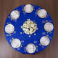 Sequin Velvet 132" Round Tablecloth - Royal Blue Top View Lifestyle