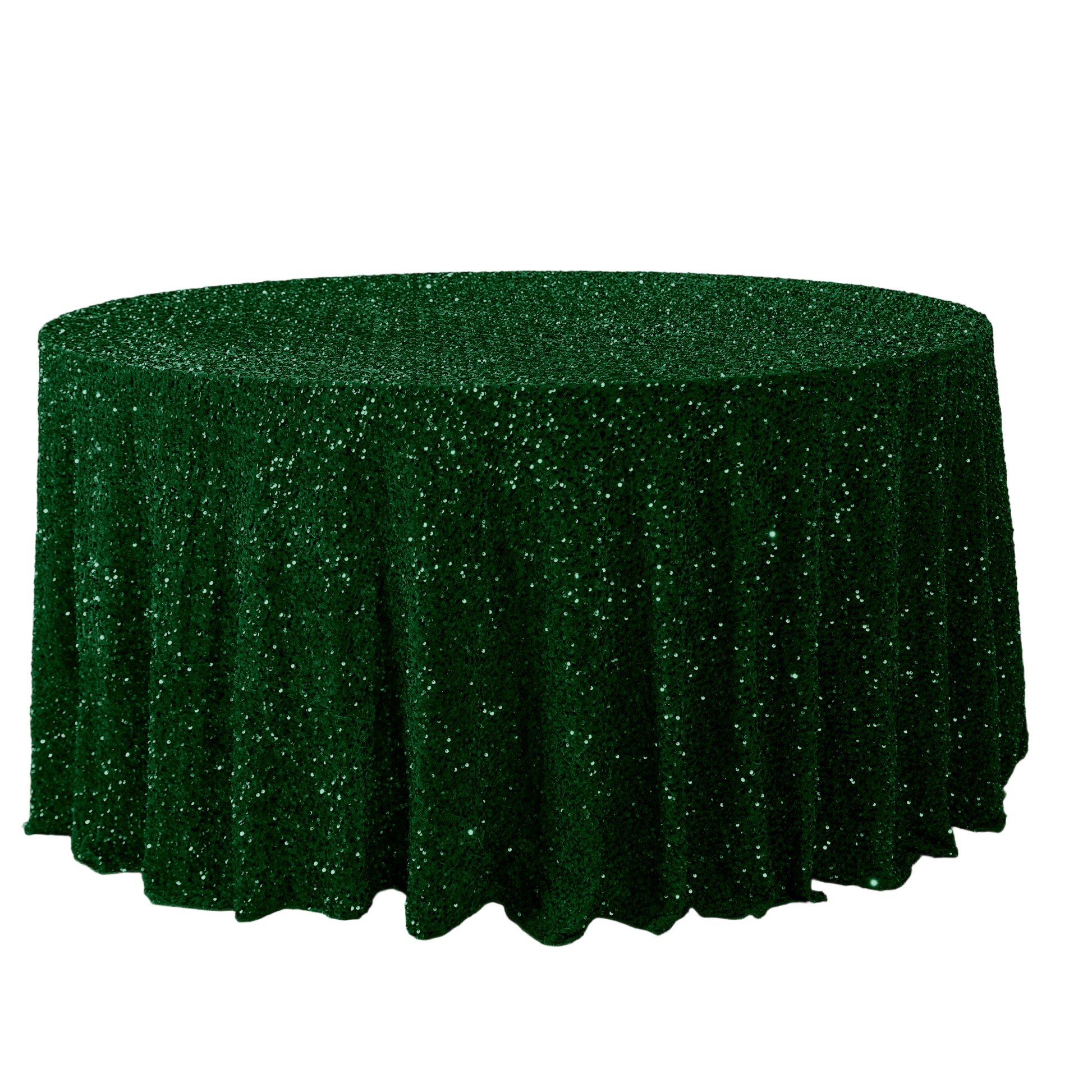 Sequin Velvet Round Tablecloth Emerald Green full view
