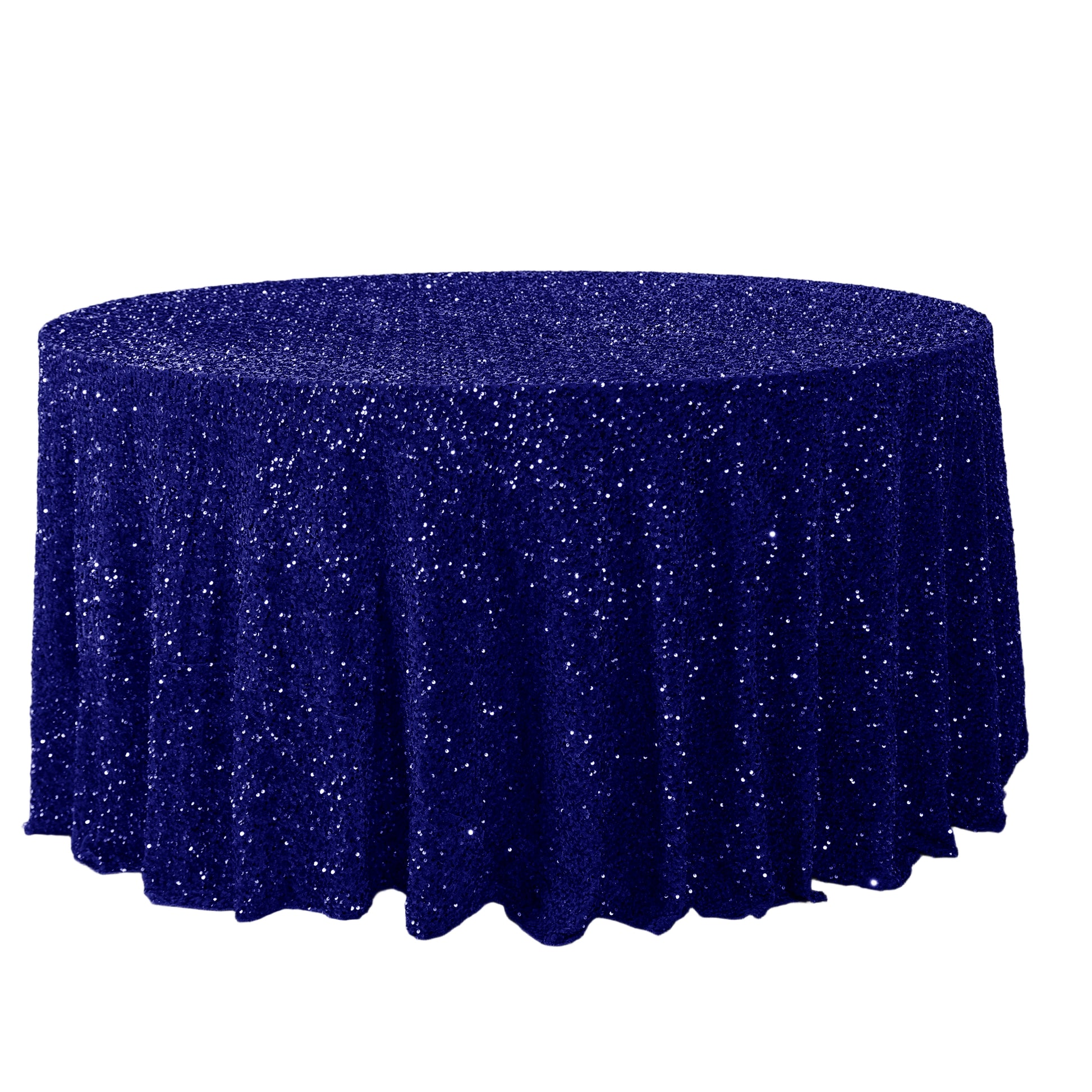 Sequin Velvet 132" Round Tablecloth - Navy Blue - CV Linens