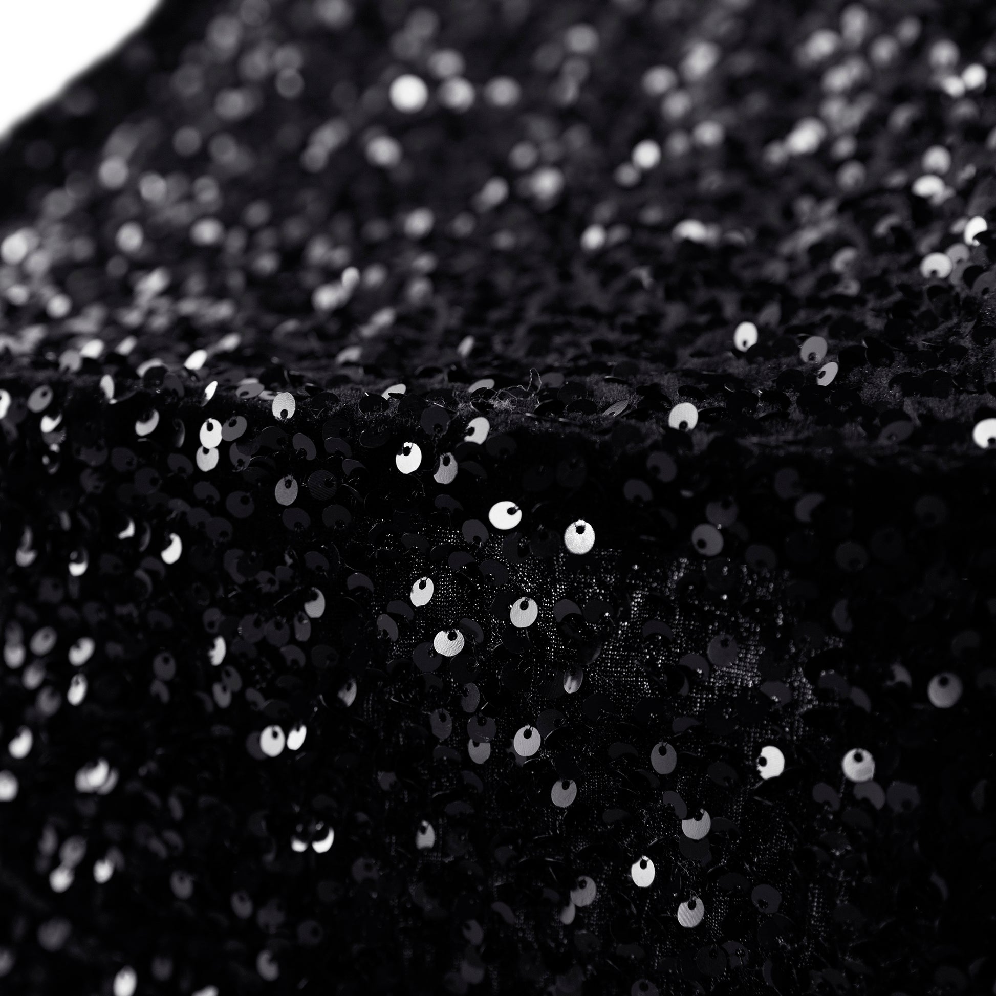 Sequin Velvet 8ft H x 52" W Drape/Backdrop Curtain Panel - Black