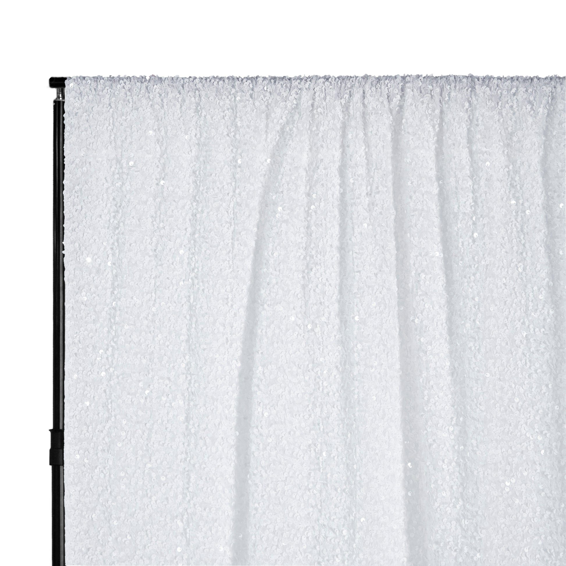 Sequin Velvet 8ft H x 52" W Drape/Backdrop Curtain Panel White