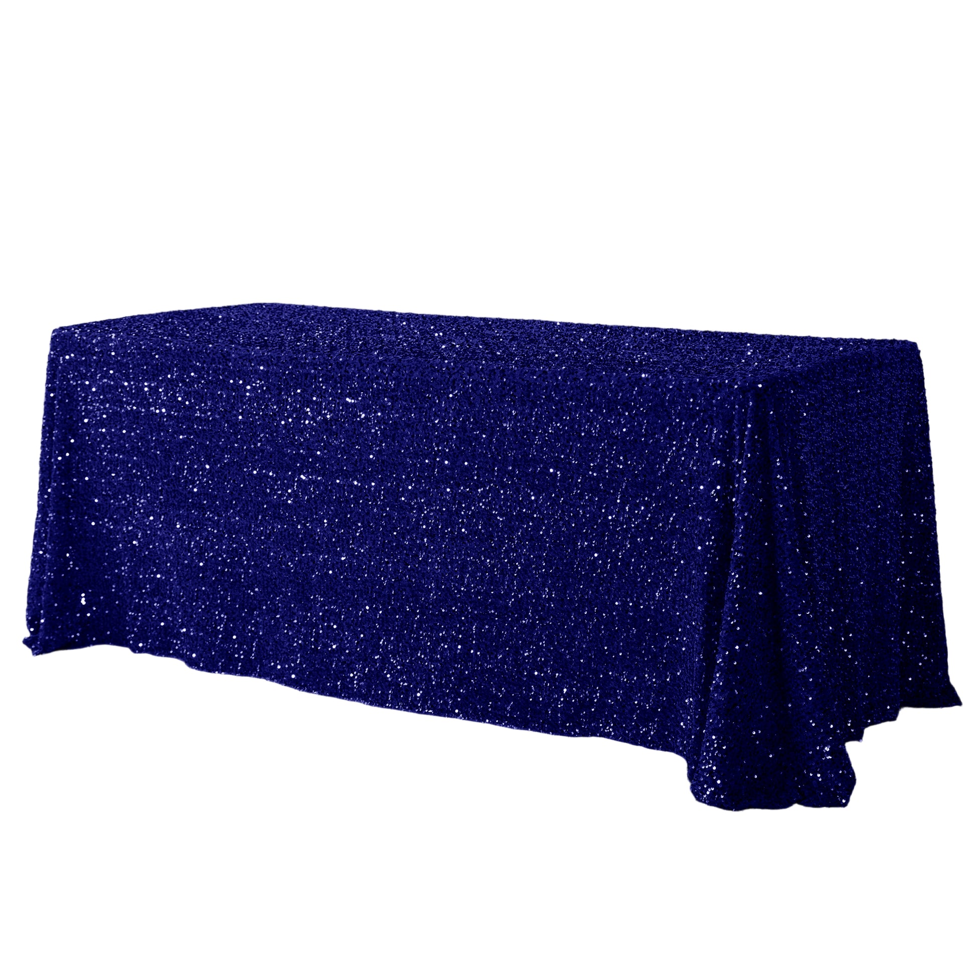 Sequin Velvet 90"x156" Rectangular Tablecloth - Navy Blue - CV Linens