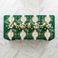 Sequin Velvet Rectangular Tablecloth Emerald Green birds eye view