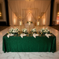 Sequin Velvet Rectangular Tablecloth Emerald Green - lifestyle wedding reception