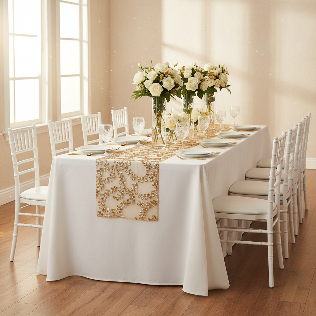 Sequin Vine Table Runner - Gold.