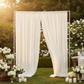 Sheer Voile Flame Retardant (FR) 14ft H x 118" W Drape/Backdrop Curtain Panel - Ivory in Garden Reception.