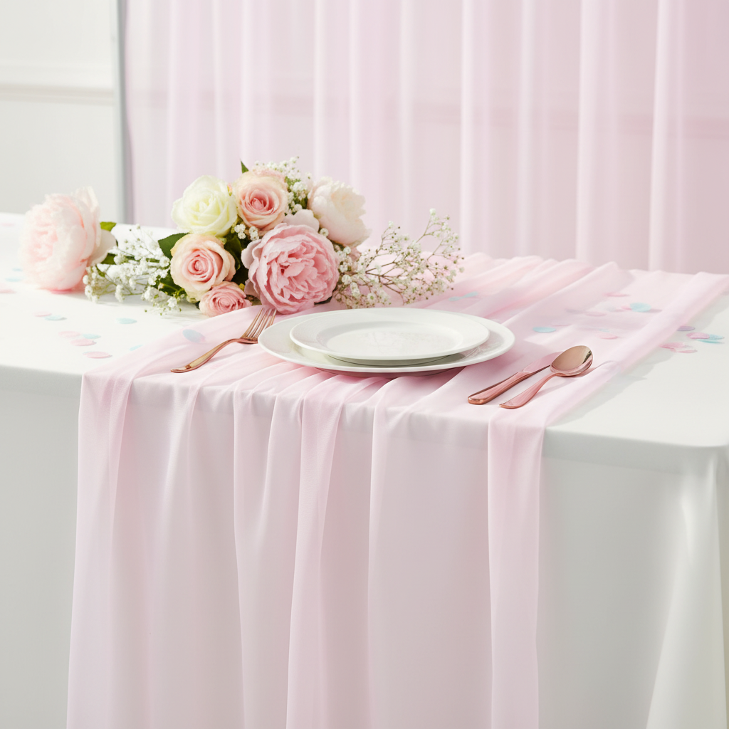 Sheer Voile Flame Retardant (FR) 12ft H x 118" W Drape/Backdrop Curtain Panel - Pink.