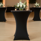 Side View - Black Spandex Cocktail Cover in Event Setting