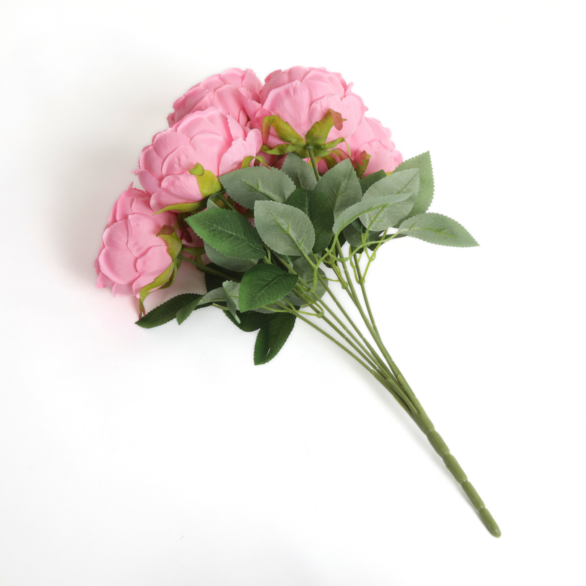 Silk Artificial Peony Flower Bush Bundle - Light Pink