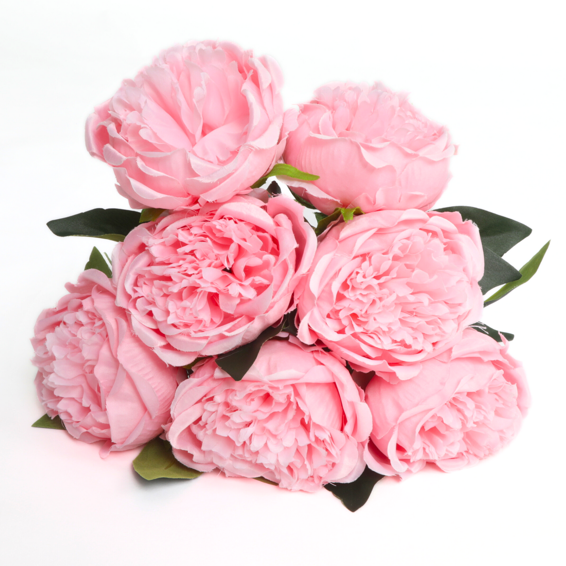 Silk Artificial Peony Flower Bush Bundle - Pink
