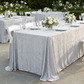Silver tablecloth at a garden reception