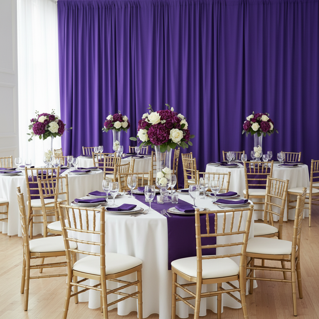 Spandex 4-way Stretch Backdrop Drape Curtain 12ft H x 60" W - Purple.