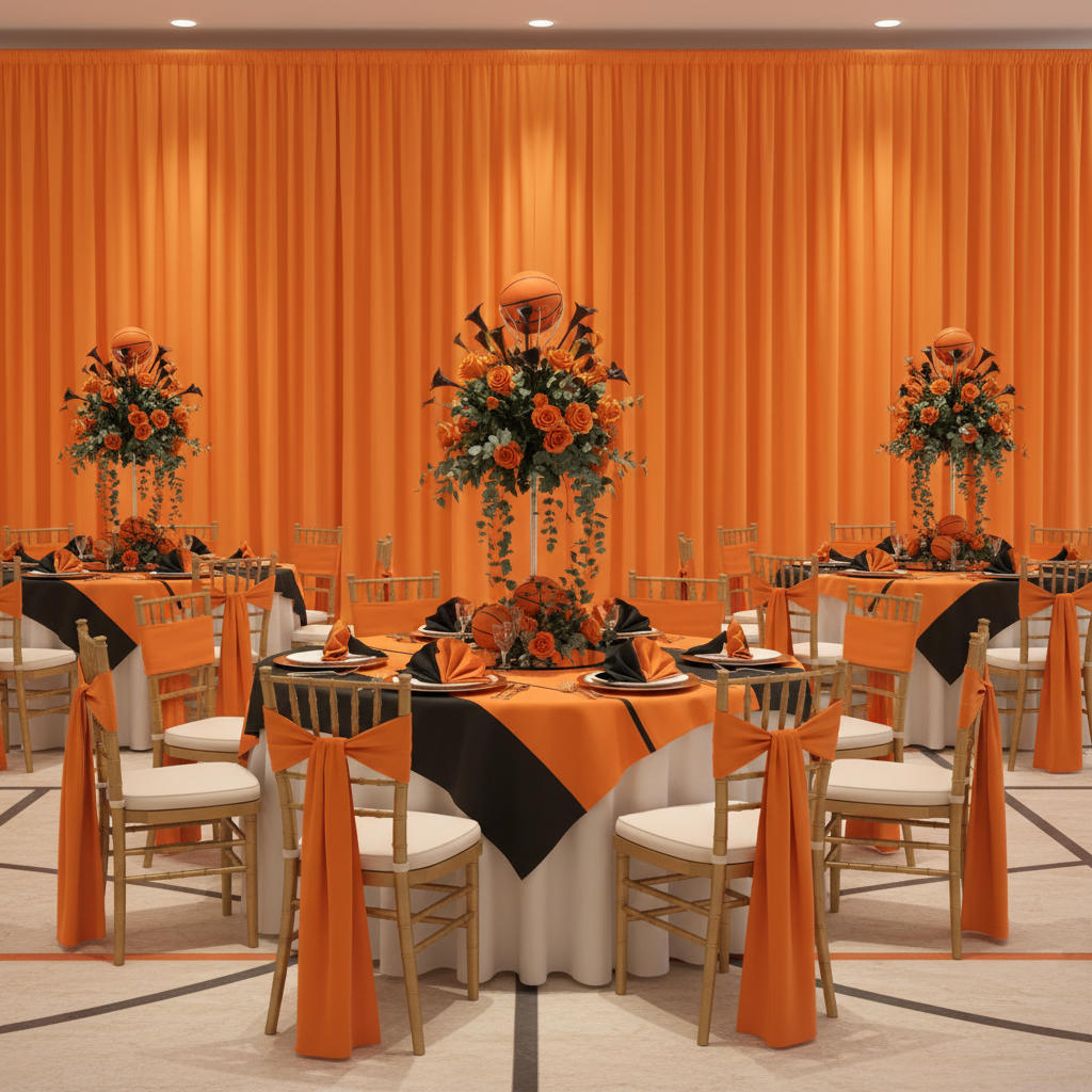 Spandex 4-way Stretch Backdrop Drape Curtain 14ft H x 60" W - Orange.