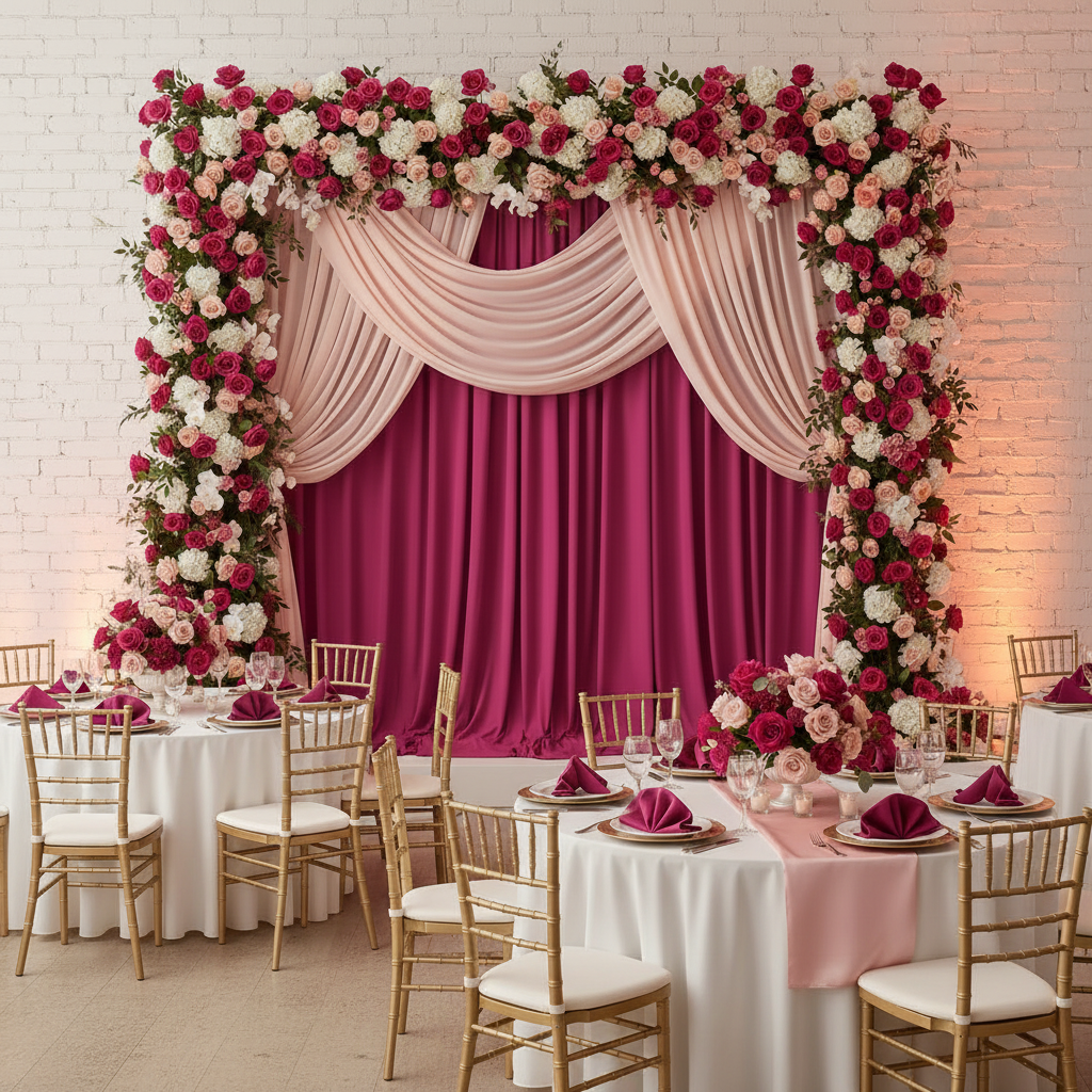 Spandex 4-way Stretch Drape Curtain 14ft H x 60" W - Fuchsia.
