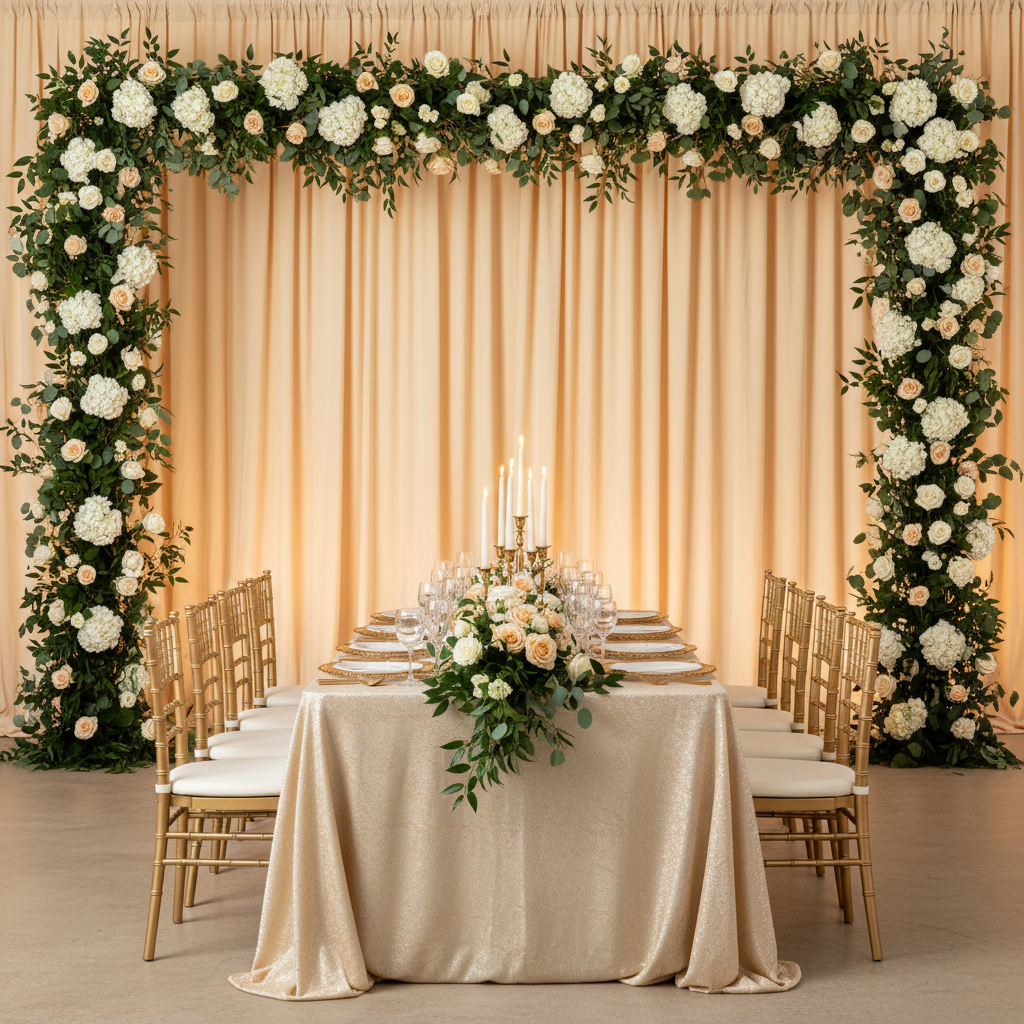 Spandex 4-way Stretch Backdrop Drape Curtain 10ft H x 60" W - Champagne.