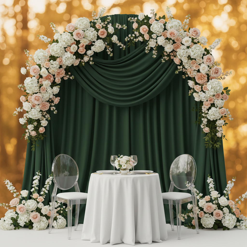 Spandex 4-way Stretch Backdrop Drape Curtain 10ft H x 60" W - Willow Green.