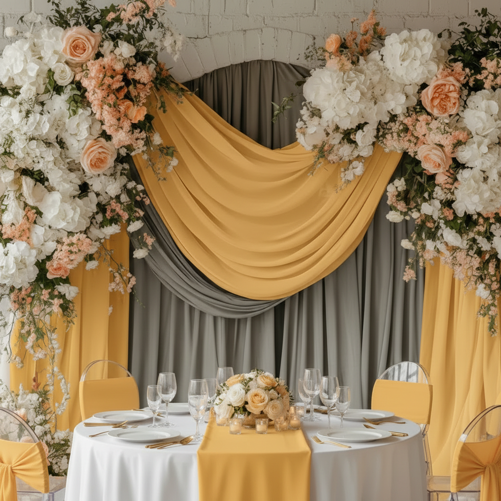 Spandex 4-way Stretch Backdrop Drape Curtain 18ft H x 60" W - Canary Yellow.