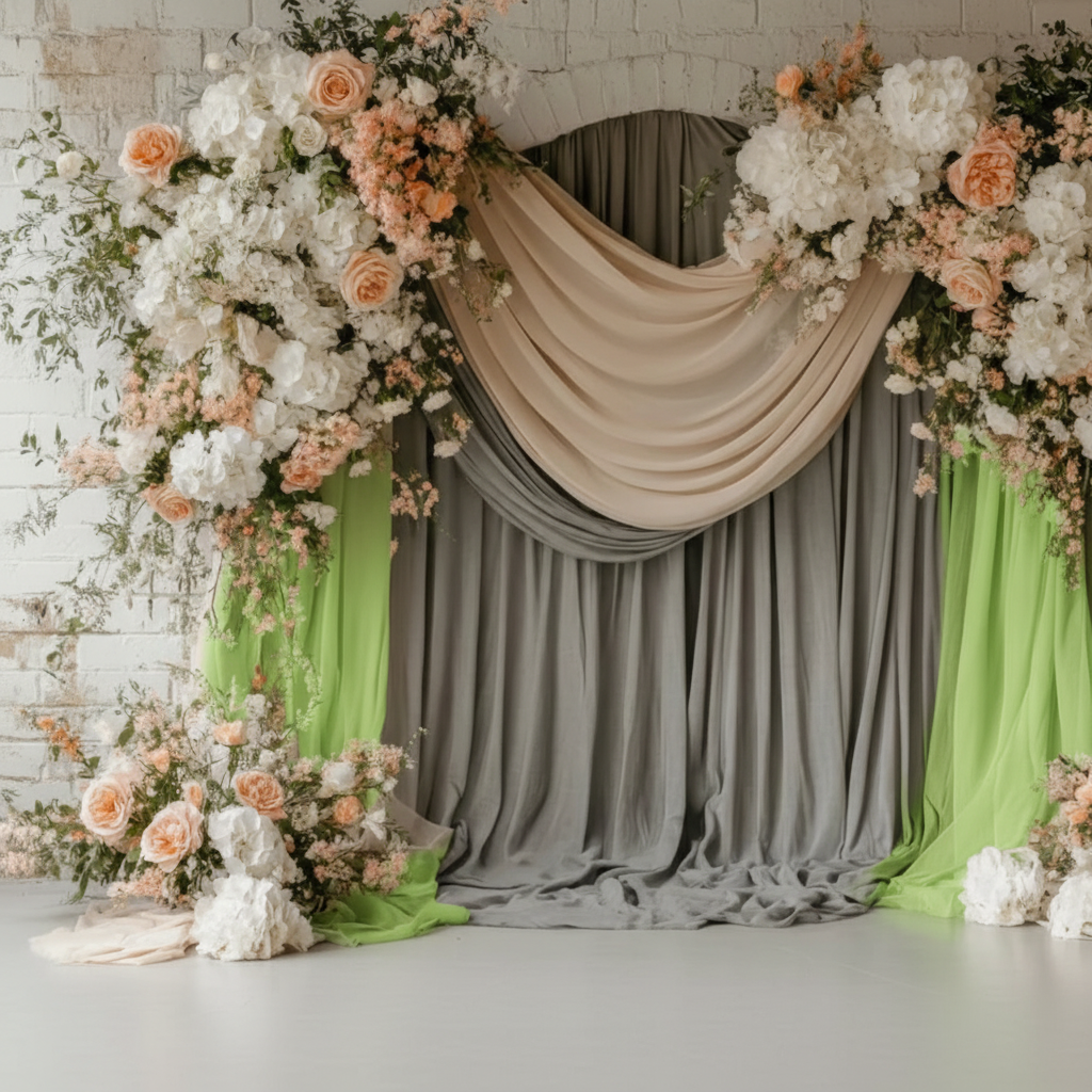 Spandex 4-way Stretch Backdrop Drape Curtain 14ft H x 60" W - Apple Green.