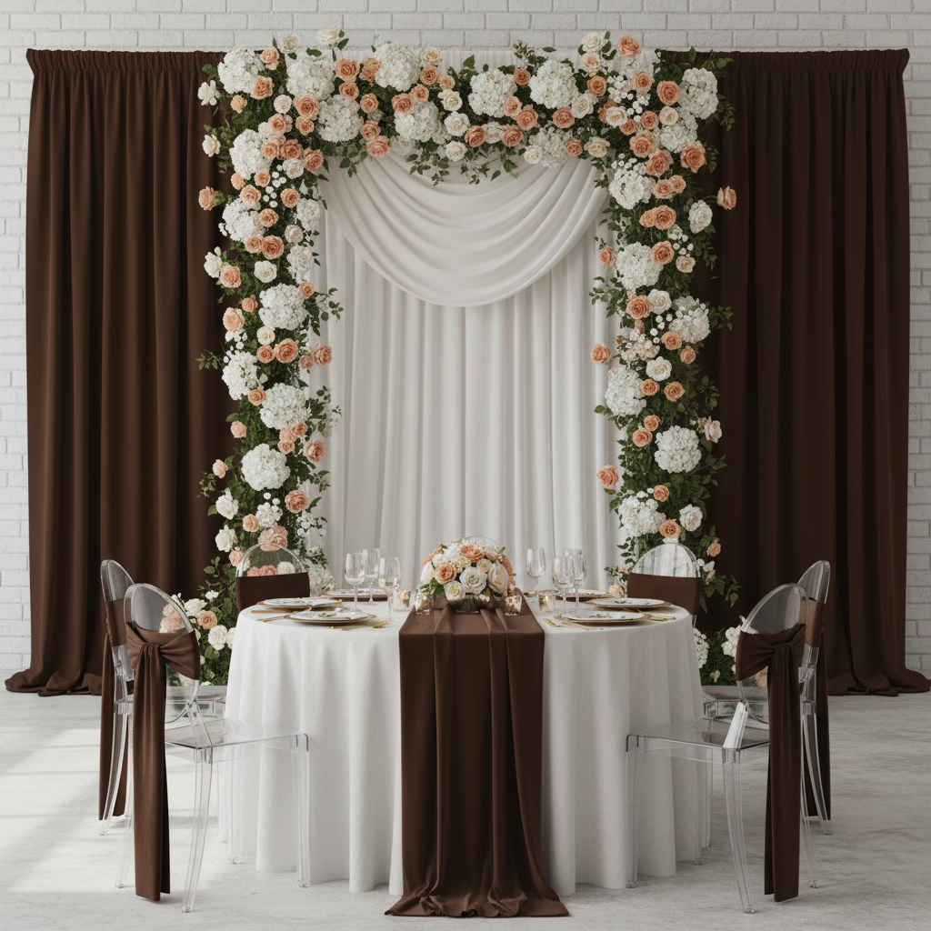 Spandex 4-way Stretch Backdrop Drape Curtain 16ft H x 60" W - Chocolate.